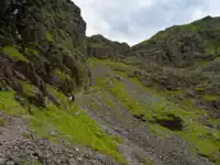 Aufstieg durch Felsrinne